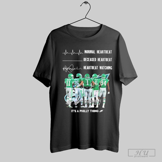 Philadelphia Eagles Crazy Heartbeat Watching Them Playing 2024 Signatures T Shirt