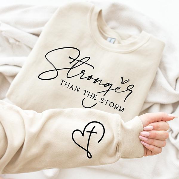 Stronger Than The Storm Sweatshirt, Boho Self Care T-Shirt, Inspirational Women Sweater, Christian Sweatshirt, Bible Verse Shirt