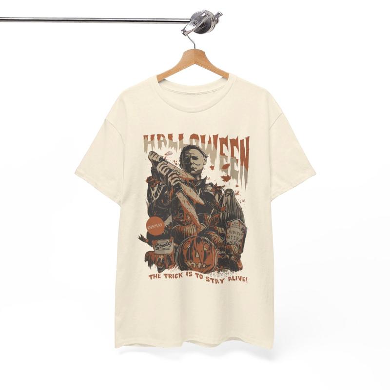 Vintage Michael Myers Halloween Unisex Heavy Cotton Tee - Myers Thriller Friday the 13th Horror - Retro Halloween Shirt - Thriller - Fall Vibes - Tric