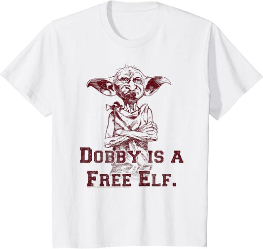 Kids Harry Potter Dobby Is A Free Elf Sketch T-Shirt