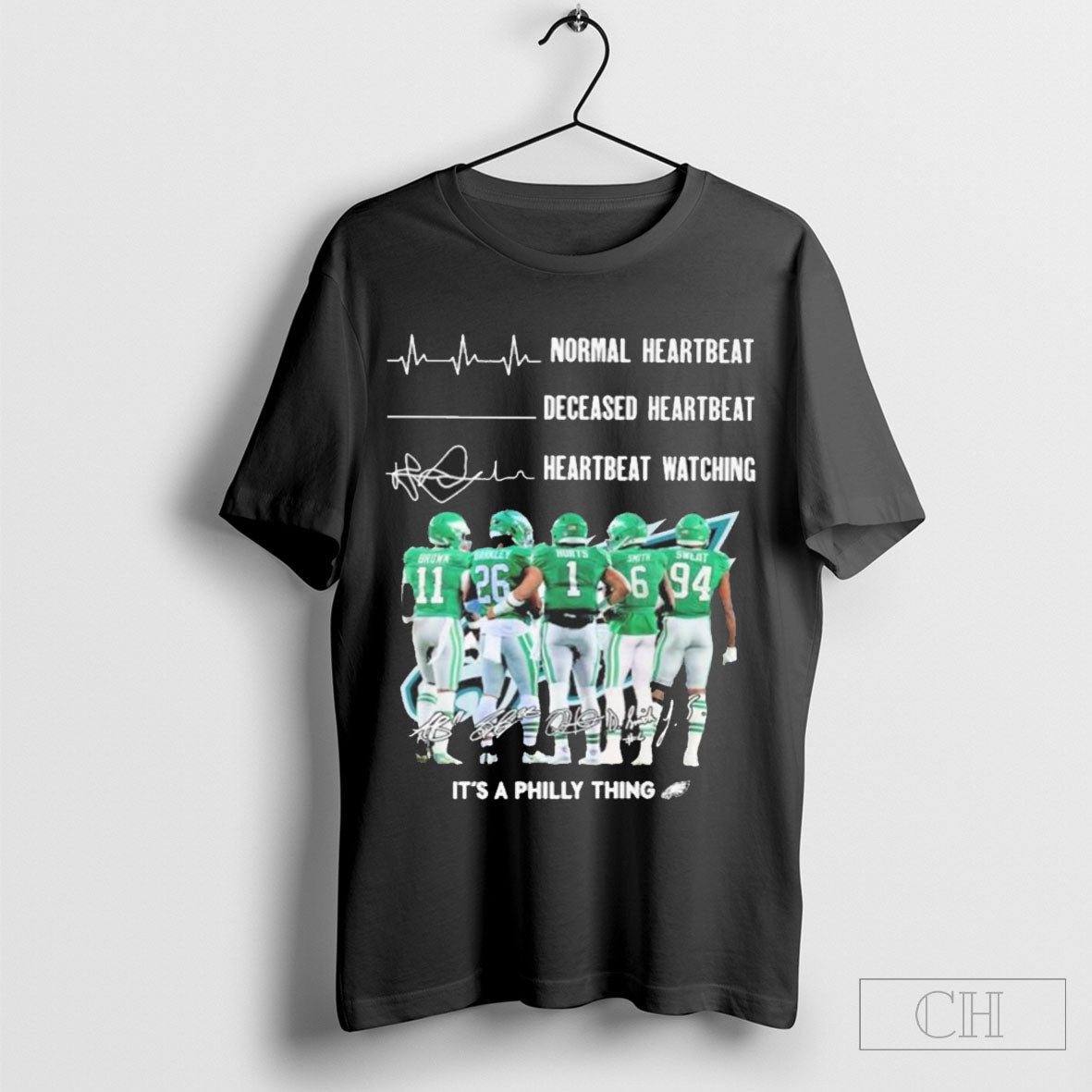 Philadelphia Eagles Crazy Heartbeat Watching Them Playing 2024 Signatures T Shirt Sweater