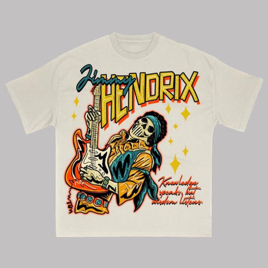 Skull Jimmy Hendrix T-Shirt, Jimmy Hendrix Vintage Graphic Tees, Unisex Guitarist Shirt Menswear Womenswear Streetwear