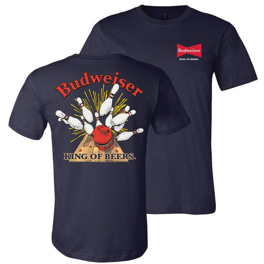 Budweiser - Bowling Break 2-sided T-shirt - Find Your Favorite Color - Suitable For Men And Women - Seasonal Must-haves - Wide Size Selection - Divers