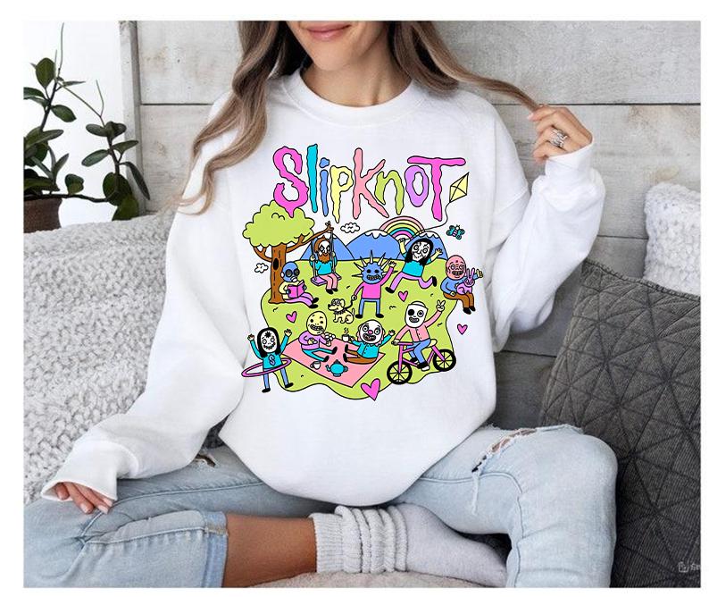 Slipknot Funny Vibes Sweatshirt Happy Times Metal Band Cozy Crewneck Sweatshirt