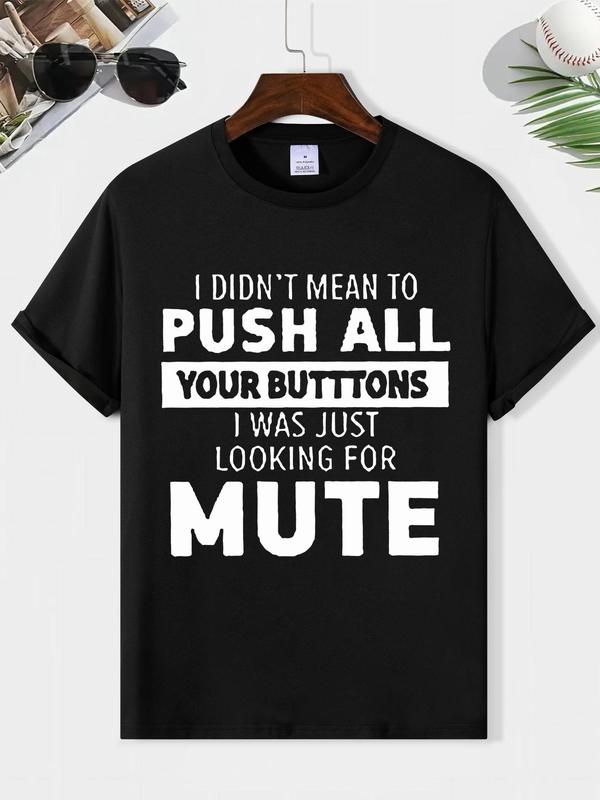 Men's Letter Print Round Neck Tee, Summer Clothes, Regular Fit Short Sleeve Crew Neck T-shirt for Summer, Graphic Tees, Men's Streetwear for Casual We