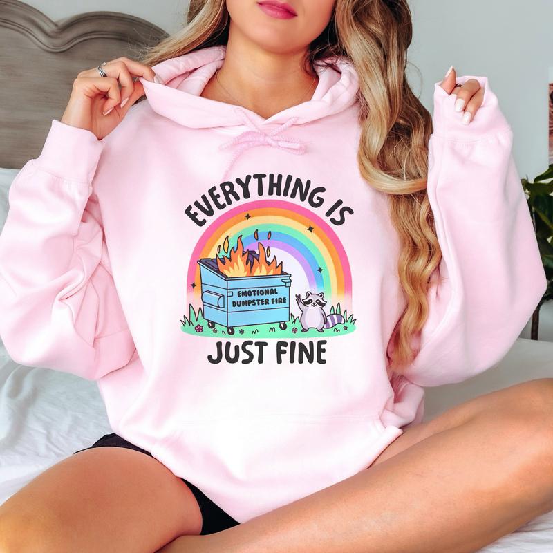 Dumpster Fire Raccoon- Unisex Crewneck Sweatshirt - Print is Sublimation, Funny Tee, Funny Apparel, Gift Idea, Relaxed Fit, Casual Apparel