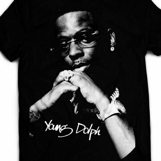 Young Dolph Signed Men T-shirt Black Short Sleeve All SIZE