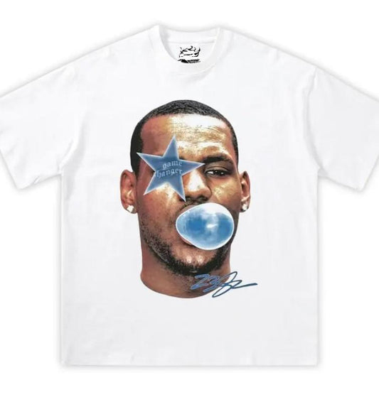 Lebron James Bubble Gum Blue Boxy Cotton Tee Shirt