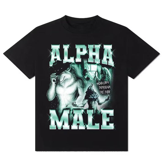 Alpha Male Ironic Shirt With Wolf Graphic, Ironic Alpha Male Unicorn Rainbow, Funny Unisex T-Shirt, Funny Graphic Tee, Offensive Shirt