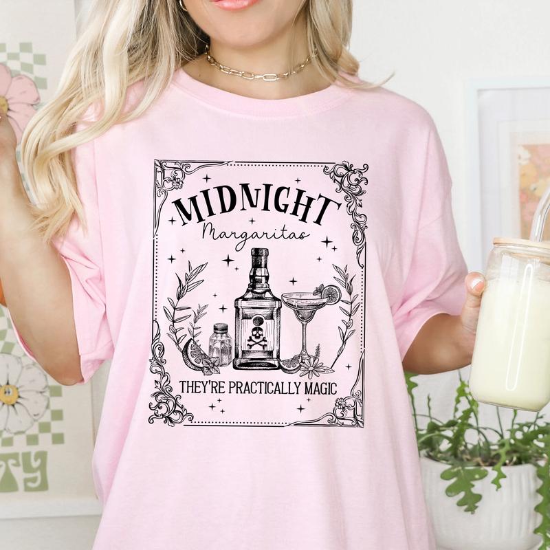 Midnight Margaritas Shirt, Witch Shirt, Spooky Season, Tequila Mystical Shirt, Basic Witch Graphic Tee, Drinking Gift, Halloween Party Casual Comfort