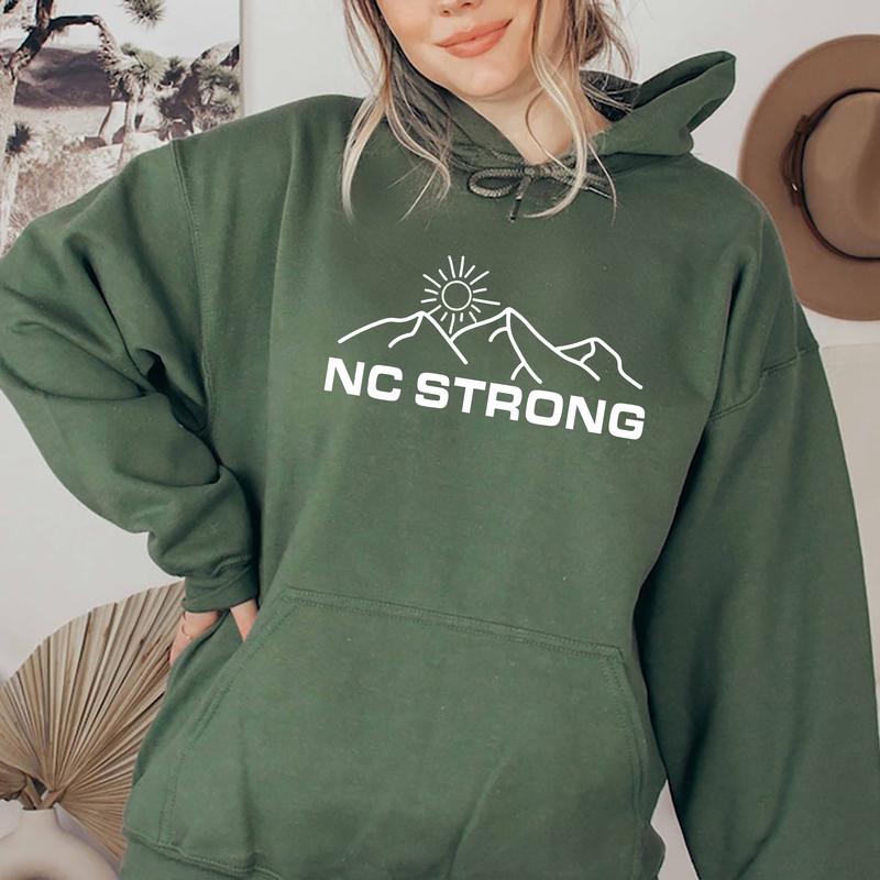 NC Strong Sweatshirt Hoodie, Hurricane Crewneck, Unisex Graphic Cotton Shirt, Womenswear Menswear Top
