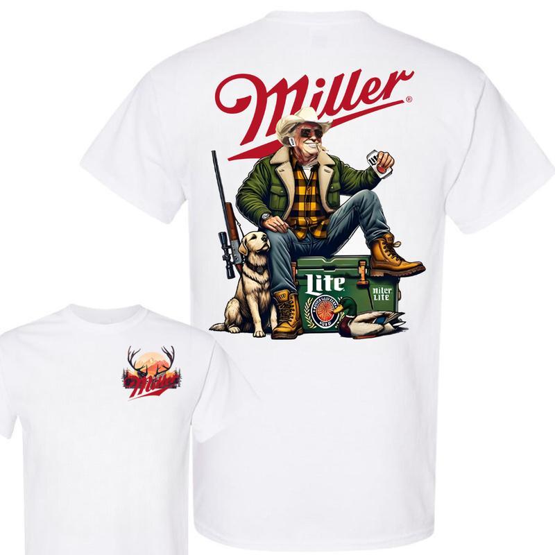 Trump With Miller Lite Beer Hunting Dog 2 Siders T-shirt, Miler Lite T-shirt, Perfect For Beer Lovers, Unisex for Men and For Women Classic Cotton