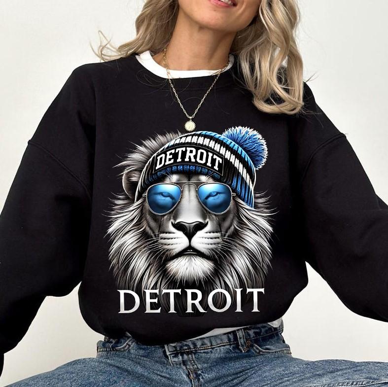 Detroit Football Crewneck Sweatshirt, Football Mascot Lion Shirt, Game Day Shirt, Detroit Lover Gift