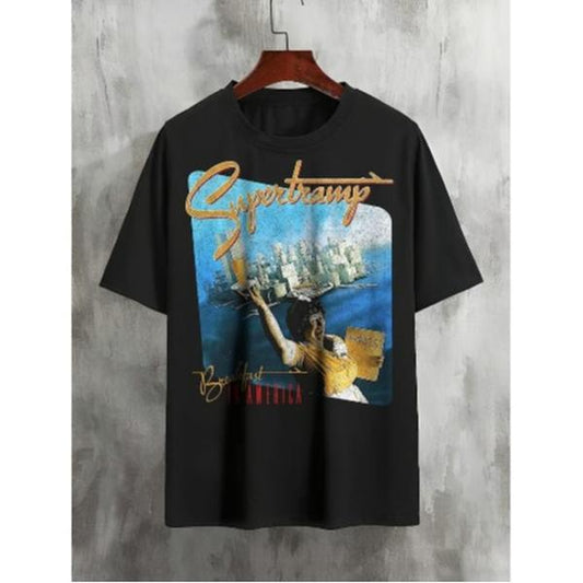 Supertramp T Shirt, Distressed T shirt, Breakfast in America cover album Shirt Menswear Top