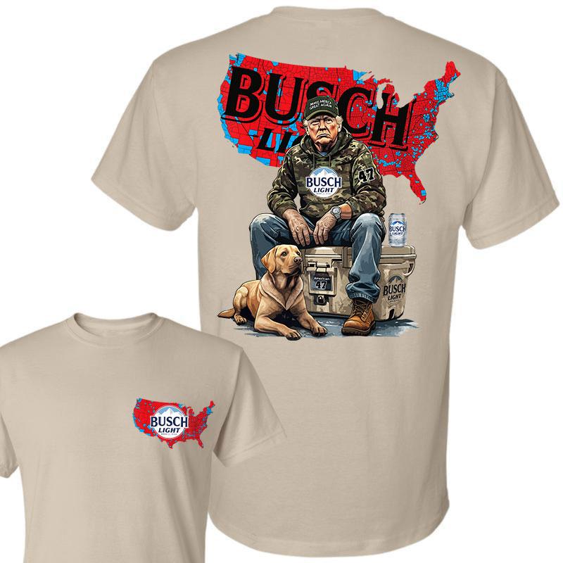 Busch Light Trump Hunting Camo Map Unisex Shirt,US Presidential Election 2024 Map Shirt, Trump won 47th president Election 2024 Shirt, Busch Light Tru