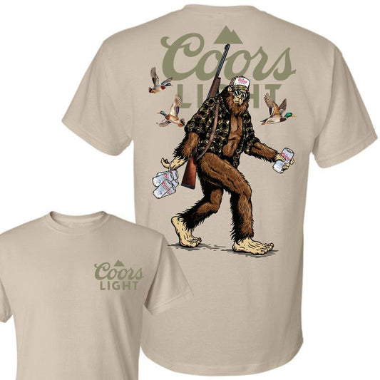 Big Foot Hunting Coors Light 2-sided shirt, Hunting shirt, shirt Full Color Full Size for men and women