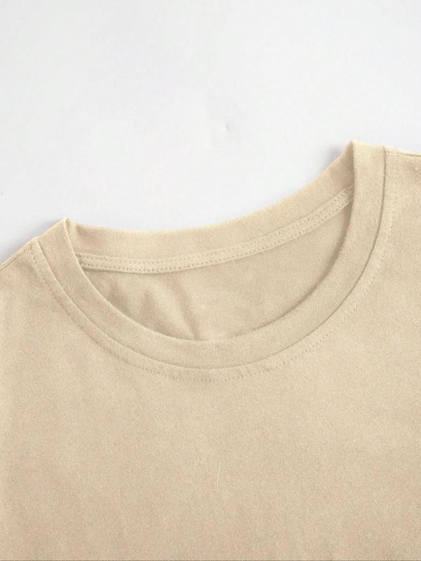 Women's Floral Print Round Neck Tee, Trendy Casual Drop Shoulder Short Sleeve T-shirt for Daily Wear, Graphic Tees, Ladies Summer Outfit