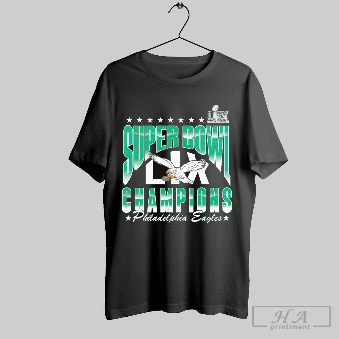 Philadelphia Eagles 2025 Super Bowl Lix Champions Upper Logo T Shirt