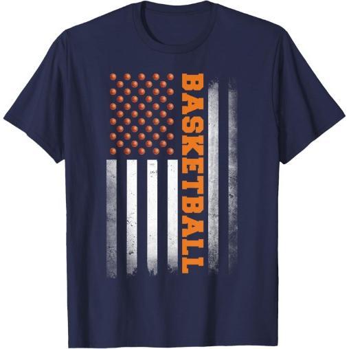 Basketball USA US Flag Basketball Men Boys T-Shirt Made in USA