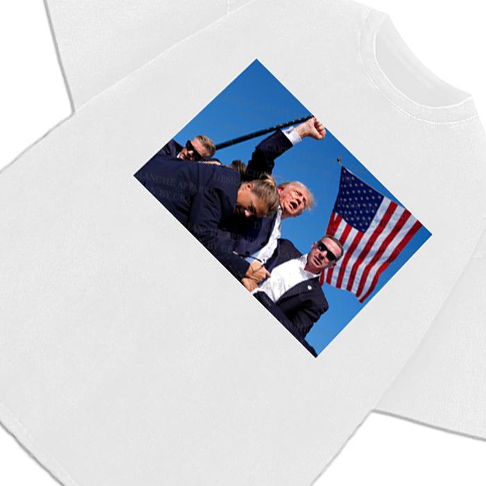 Donald Trump Fist Pump Shots Survivior President 2024 Victory Custom Graphic T-Shirt Crewneck Cotton Streetwear