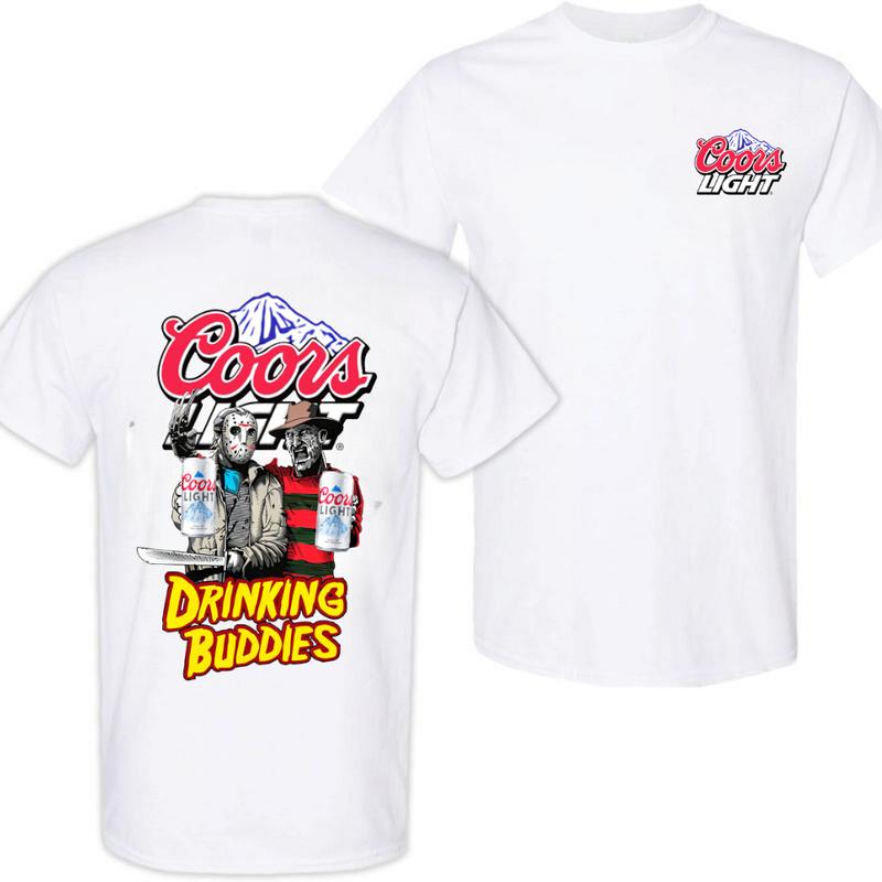 Coors Light , Beer, Jason Voorhees And Freddy Krueger Drink Buddies Coors Light Beer 2 Sides T-shirt, Coors Light Halloween Shirt, Halloween Shirt, Fo