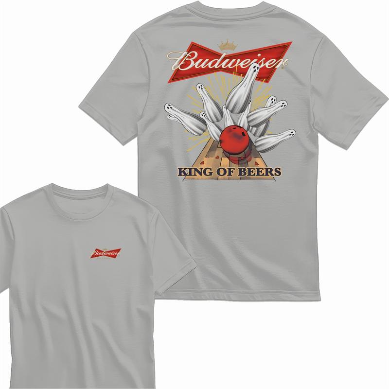 Budweiser Bowling Ghost Strike Beer Unisex T-shirt for Men and Women, T-Shirt Shortsleeve Casual Menswear Top