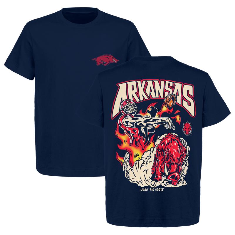 Warren Lotas - Arkansas Razorbacks Football - Dead Man's Football Graphic T-Shirt for Men and Women - Ideal for Game Days, Stylish Team Apparel