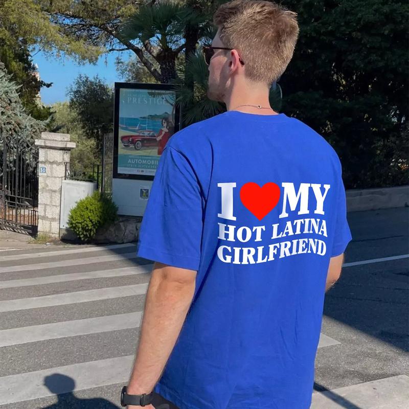 I Love My Hot Latina Girlfriend Shirt, Boyfriend Shirt, Y2k Shirt, Funny Valentine Gift, Couple T-Shirt, Gifts For Him, Short Sleeve Tee Shirt Fit Wom