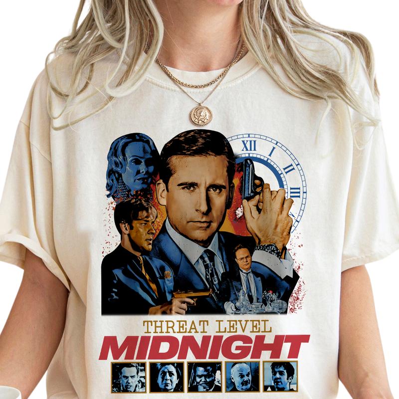 Comfort Colors The Office Threat Level Midnight Shirt, Cotton Unisex Shirts, Crew Neck, Size S- 3XL, Menswear Top, Womenswear Top Underwear Streetwear