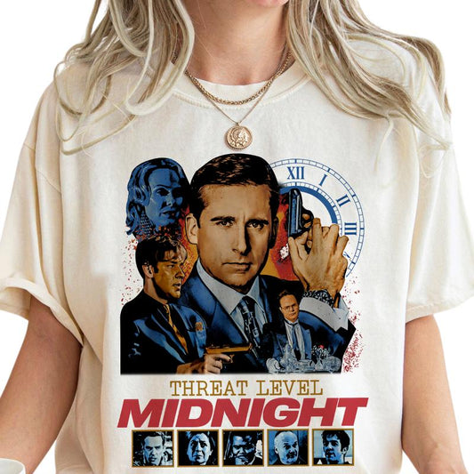 Comfort Colors The Office Threat Level Midnight Shirt, Cotton Unisex Shirts, Crew Neck, Size S- 3XL, Menswear Top, Womenswear Top Underwear Streetwear