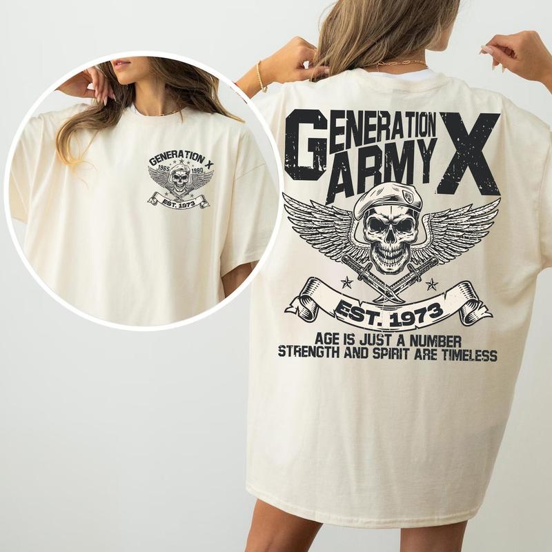 Gen X Army Custom Year Shirt 1973 Birth, FAFO Two Side T-Shirt, Raised On Hose Water Humor