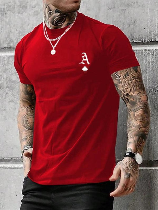 Men's Letter Print Round Neck Tee, Regular Fit Casual Streetwear Short Sleeve T-shirt, Graphic Tees,Â Men's Summer Clothes Top for Daily Wear