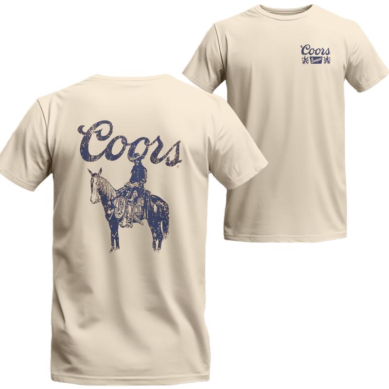 Coors Cowboy Print Front and Back Print T-Shirt, Gifts for Him, Unisex T-shirt For Men, For Women, Best choice