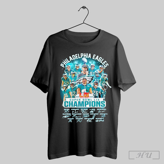 Philadelphia Eagles Football Teams Super Bowl Lix Champions Signatures T Shirt Sweatshirt