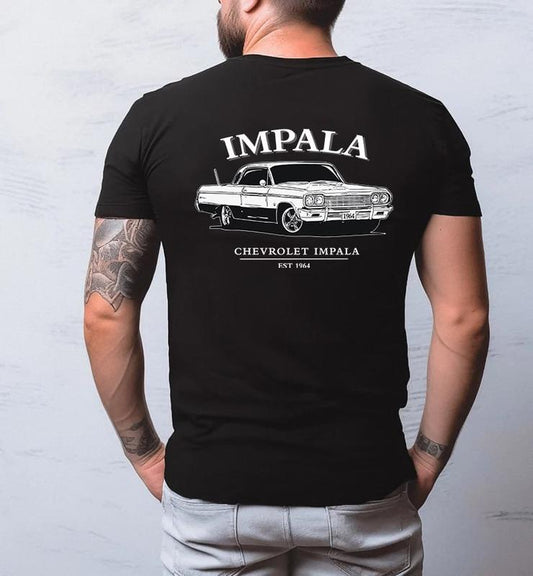 Vintage Vibe 2 Sides Chevy Impala 1964 Men's Cotton Tee Old School Chevy Tee Gift for Him Classic Ford Car Casual Menswear