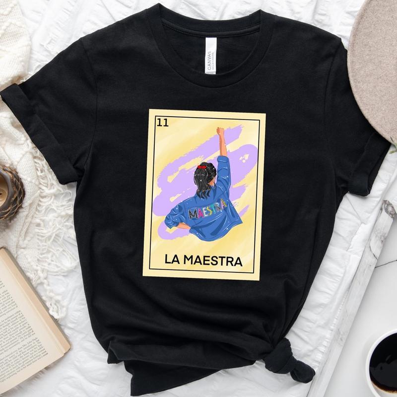 La Maestra Bilingual La Loteria Shirt, Loteria, School Teacher Shirt, Teacher Gift, Unisex T-Shirt, Short Sleeve Tee Shirt, Underwear Streetwear