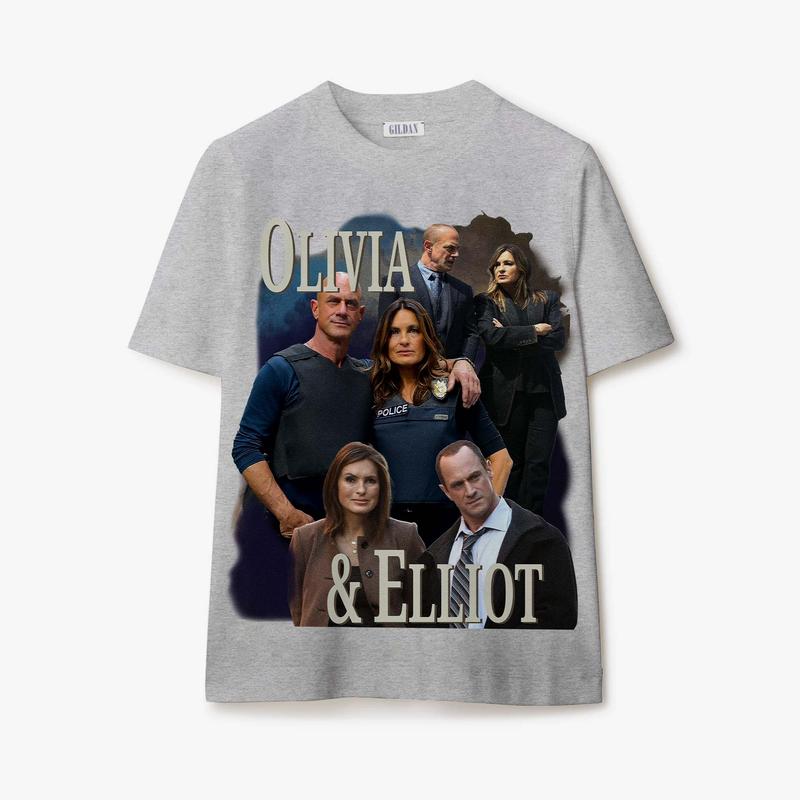 Olivia Benson Elliot Stabler Shirt Bootleg Y2K Style Shirt Classic Cotton casual tee