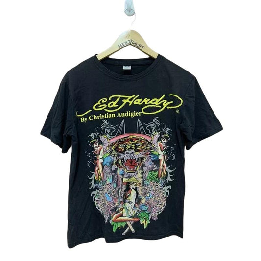 Vintage Ed Hardy By Christian Audiger Rare 90's Unisex Tshirt Crewneck Classic Cotton Fabric Man Menswear