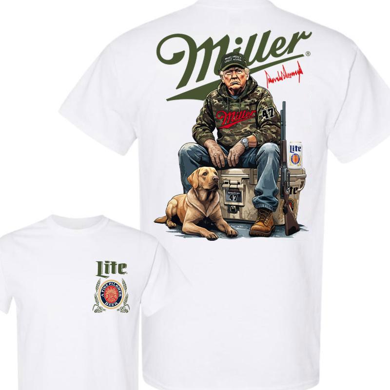 Trump Hunting Signature Miller Lite Shirt , Trumpp won 47th president Election 2024, Trumpp Supporter, Miller Lite Shirt, Trump Hunting With Local Shi