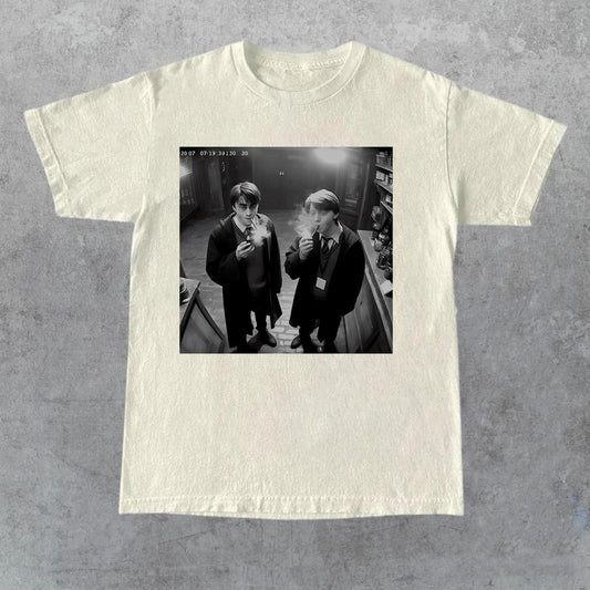 Harry and Ron Smoking Shirt Potter Tshirt, Wizarding Fan Shirt, Potterhead Christmas Birthday Gift, Funny 90s Vintage Meme Shirt