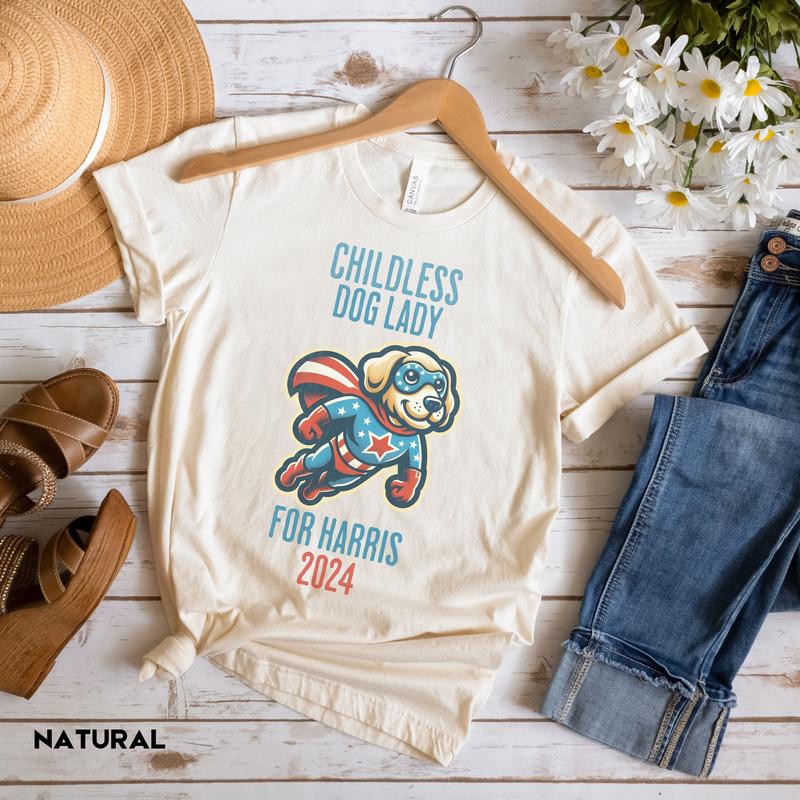 Childless Dog Lady shirt, Vote 2024, Feminist Voting Shirt, Kamala Shirt,  Pro choice, liberal, Democrat Tee Top Womenswear