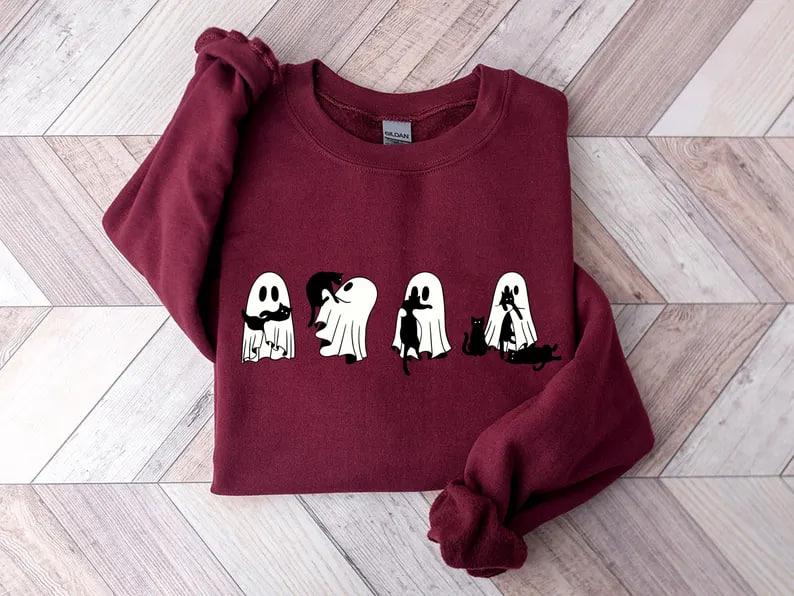 Ghost Cats sweatshirt, Cute Ghosts sweatshirt, Cat lovers Sweatshirt, Black Cat sweatshirt, Halloween Cat Sweatshirt, Spooky Season Sweatshirt