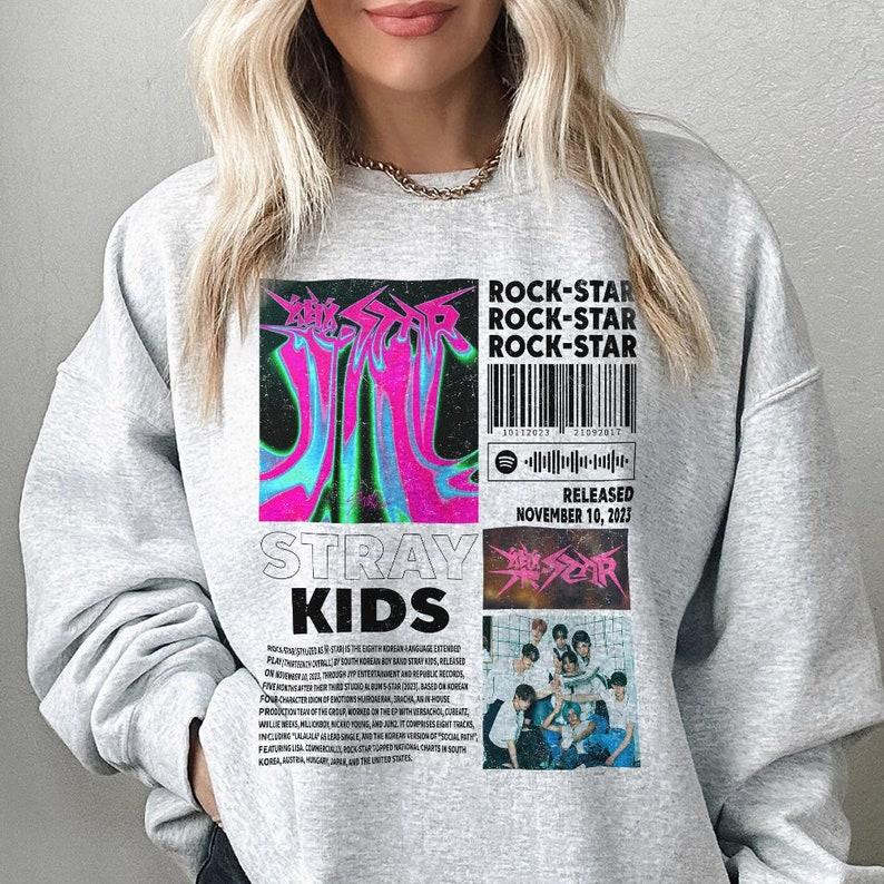 Stray Kids Kpop Merch Shirt, Stray Kids ROCK-STAR Album 90s Tee, Bts Kpop Gift Bootleg Inspired Sweatshirt PTP 2311M - Unisex T-Shirt, Long Tee, Hoodi