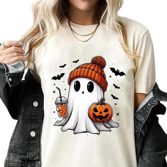 Ghost Shirt, Ghost Halloween T-Shirt Unisex Classic Cotton