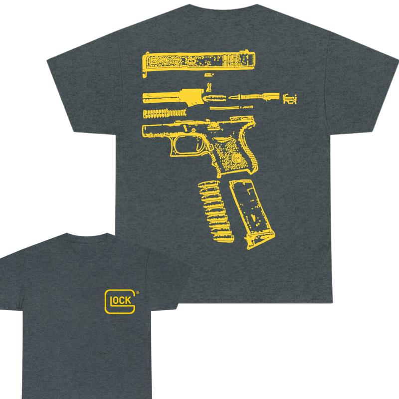 Glock Double Sided Tshirt , GLock Tee , Design Colo Yellow - Full Color , Men's Top , Menswear , For Her ,For Him Classic Cotton