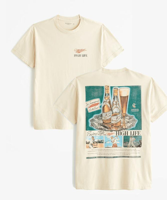 Miller High Life Tshirt - Colors Galore - Styles For Every Taste - S To 3xl Sizes - Shared Styles - Minimalist Chic Classic Cotton Menswear Top Collar