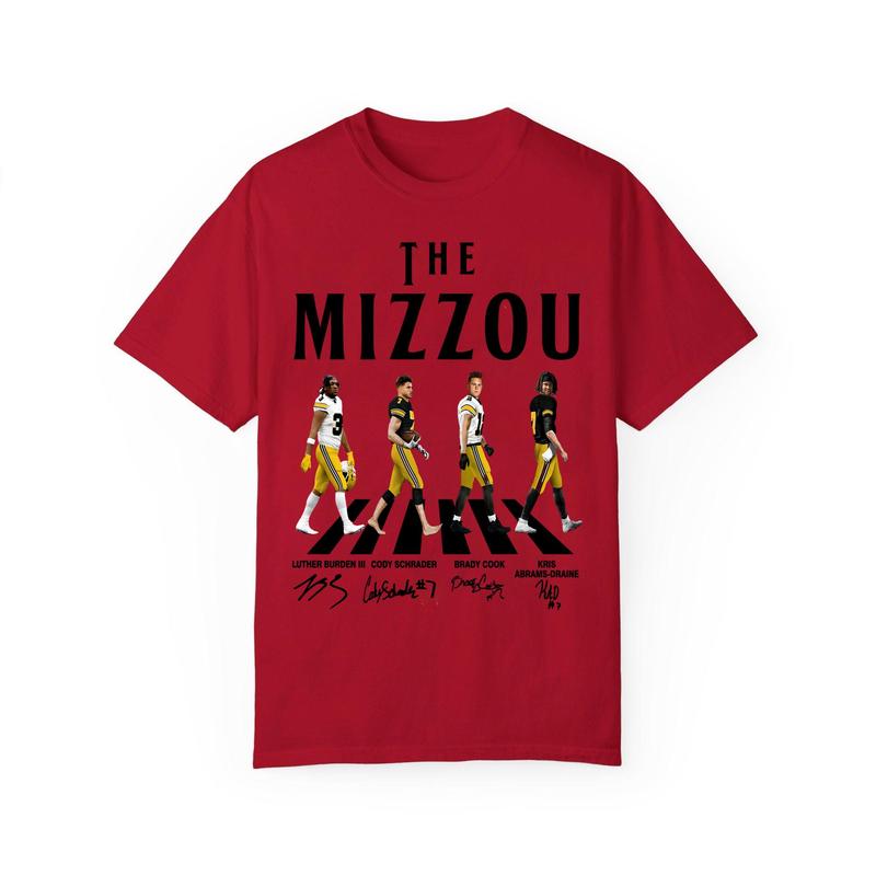 The Mizzou Walking Abbey Road tshirt, Gift for Fan, Gift for Him, Gift for Her Classic Cotton Fabric Menswear Top Collar Decoration Graphic Print