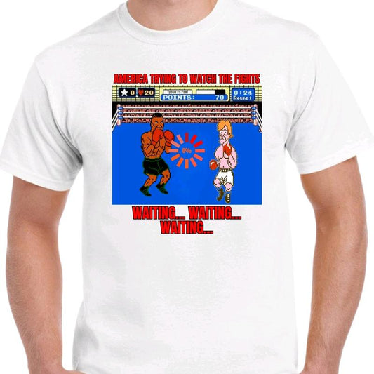 Trying to watch the fights... waiting.... waiting... waiting tshirt. Men's funny T-shirt Cotton Top Menswear casual unisex meme