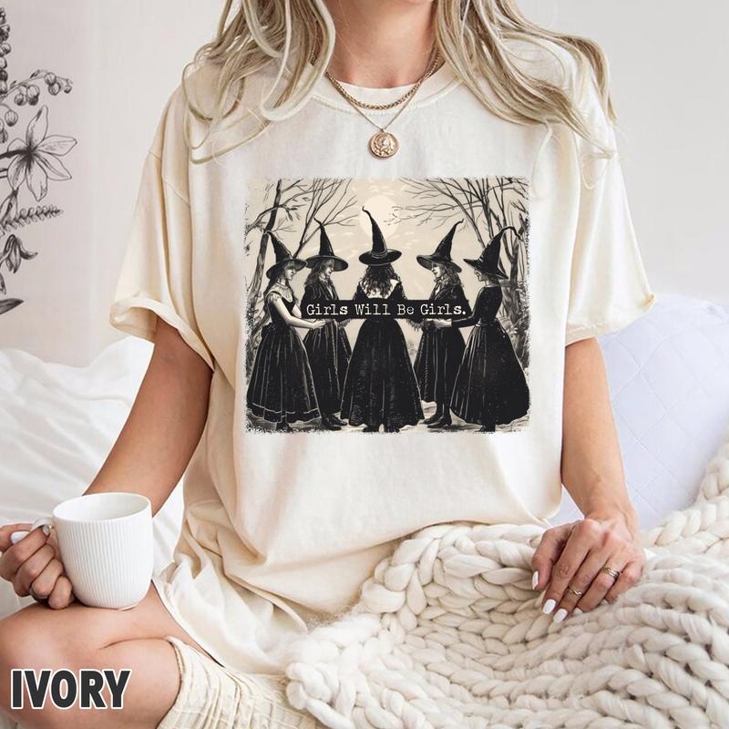 Girls Will Be Girls Witch Shirt, Funny Witch Shirt, Halloween Women, Unisex Short Sleeve Tee Shirt Top Womenswear