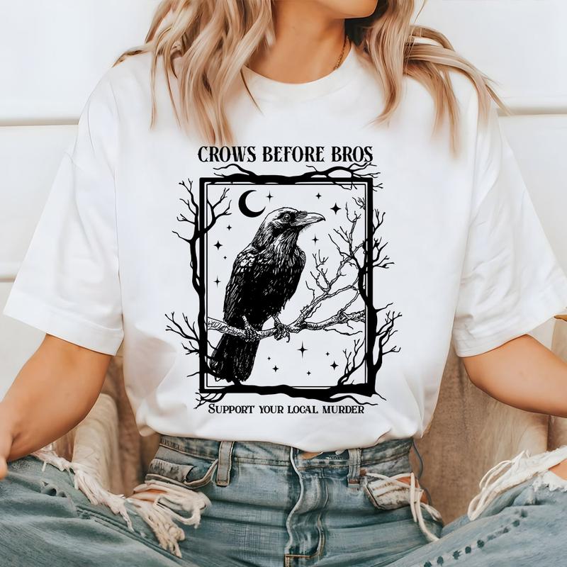 Crows before Bros, Support Your Local Murder, Vintage Halloween Shirt, Crow Lover Gift, Raven Shirt, Withy Vibes, Gothic Shirt